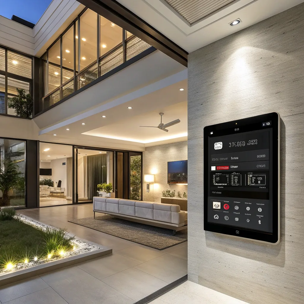 A beautifully organized smart home with automated lighting and temperature control